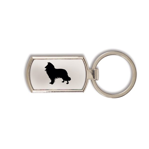 Border Collie Metal Key Ring