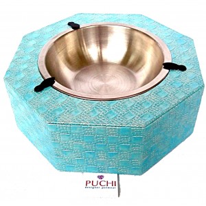 Octagonal Electric Blue Feeding Bowl